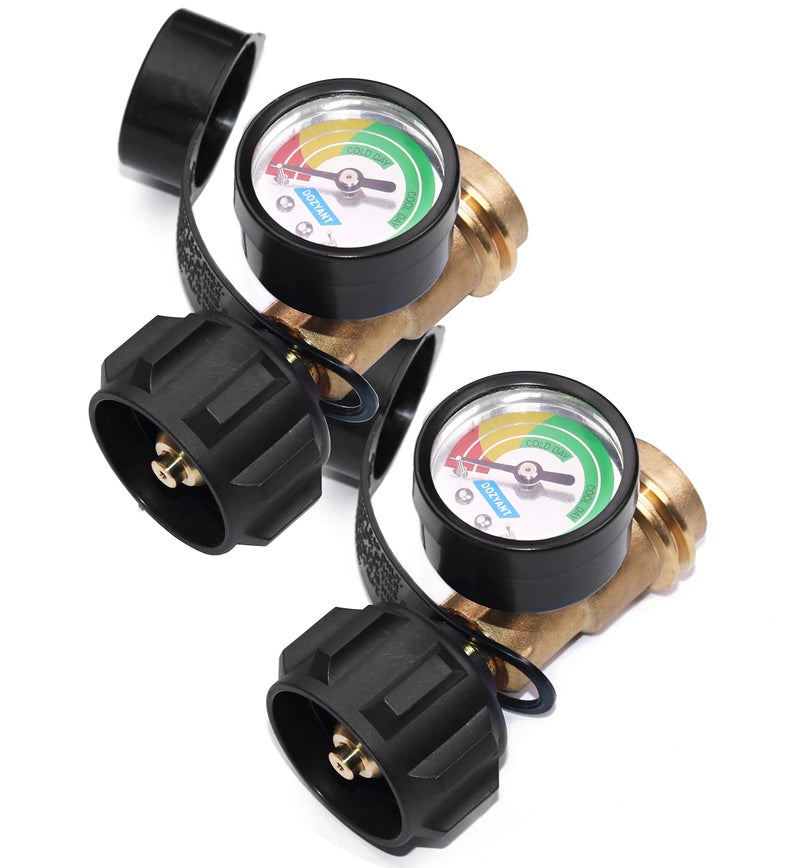 DOZYANT Propane Tank Gauge Level Indicator Leak Detector with Type 1 Connection (2 Pack), Gauge for Propane Tanks 5lb-40lb Universal for BBQ Gas Grill, Cylinder, RV Camper, Heater and More Appliances - Image 1